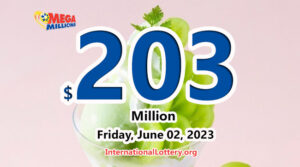 2023年5月30日的结果：Mega Millions彩金升至$203,000,000。